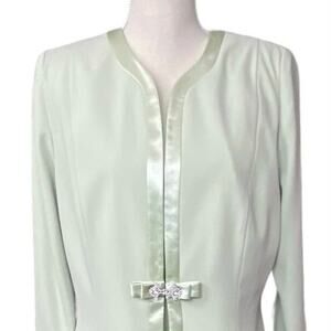 Vintage Marcelle Couture Mint Green Dress with Satin Edged Jacket Size 14